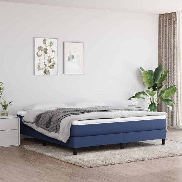 vidaXL Boxspring met matras stof blauw 180x200 cm