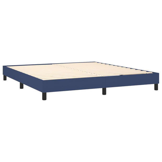 vidaXL Boxspring met matras stof blauw 180x200 cm