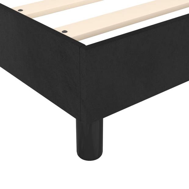 The Living Store Boxspringframe - Zacht fluweel - Ondersteunende poten - Multiplex lattenbodem - Zwart - 203 x 140 x 35