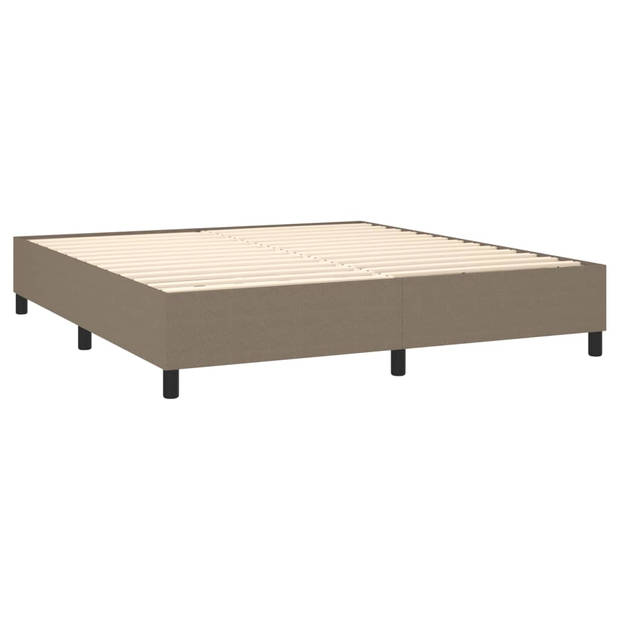 vidaXL Boxspring met matras stof taupe 160x200 cm