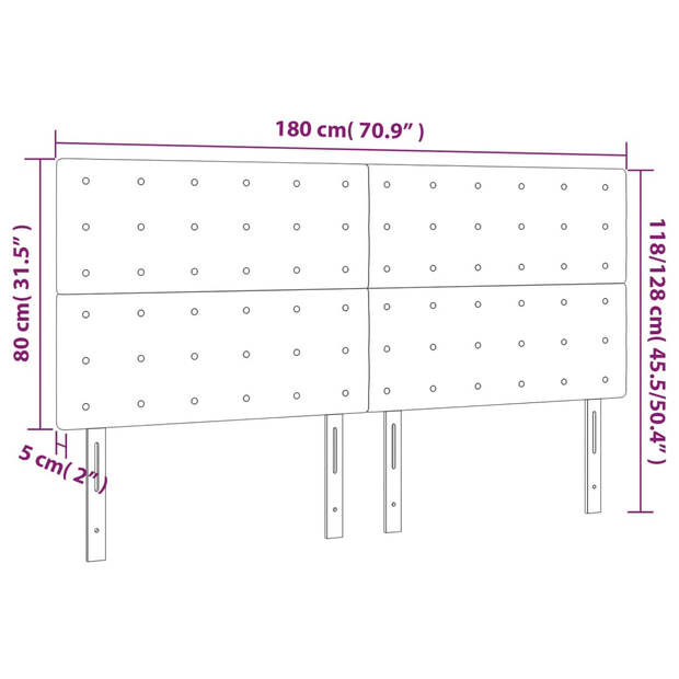 vidaXL Hoofdbord LED 180x5x118/128 cm fluweel donkerblauw