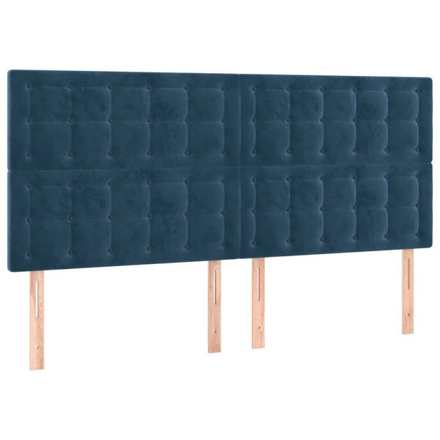 vidaXL Hoofdbord LED 180x5x118/128 cm fluweel donkerblauw