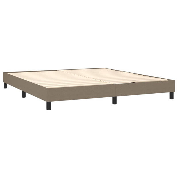 vidaXL Boxspring met matras en LED stof taupe 180x200 cm