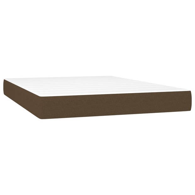The Living Store Bed The Living Store Donkerbruin Stoffen Boxspringbed - 203x147x78/88 cm - Pocketvering Matras -