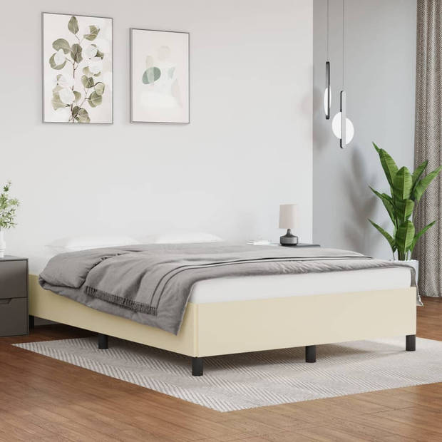 vidaXL Bedframe kunstleer crèmekleurig 140x200 cm