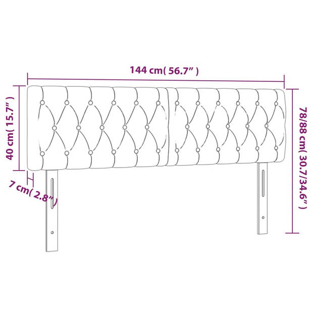 vidaXL Hoofdborden 2 st 72x7x78/88 cm fluweel donkergrijs