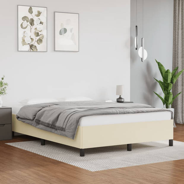 vidaXL Bedframe kunstleer crèmekleurig 140x190 cm