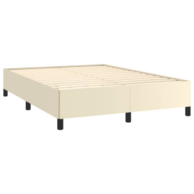 vidaXL Bedframe kunstleer crèmekleurig 140x190 cm