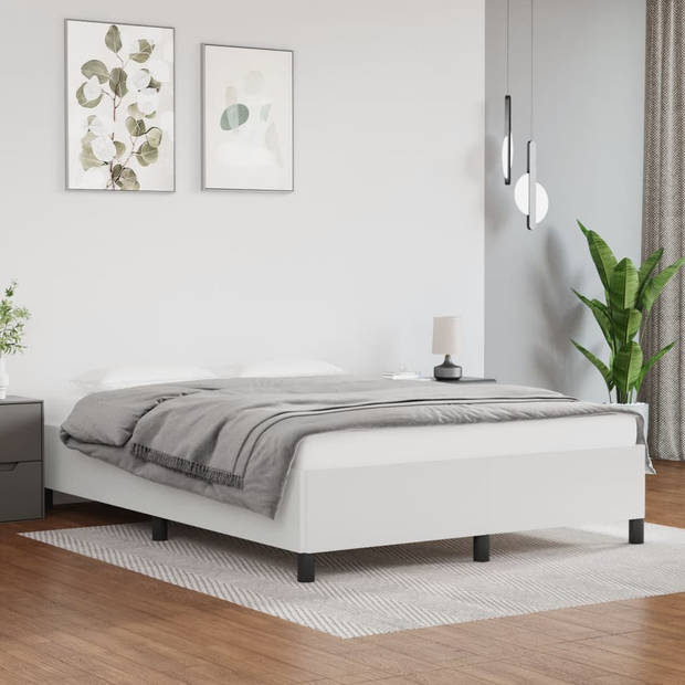 vidaXL Bedframe kunstleer wit 140x190 cm