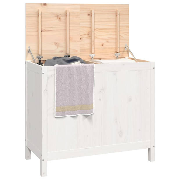 The Living Store Wasmand Grenenhout - 88.5 x 44 x 76 cm - Wit