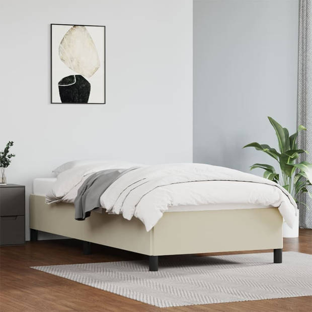 vidaXL Bedframe kunstleer crèmekleurig 90x190 cm