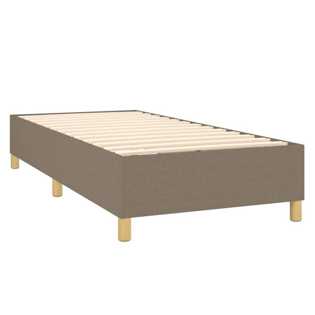 vidaXL Boxspring met matras en LED stof taupe 100x200 cm