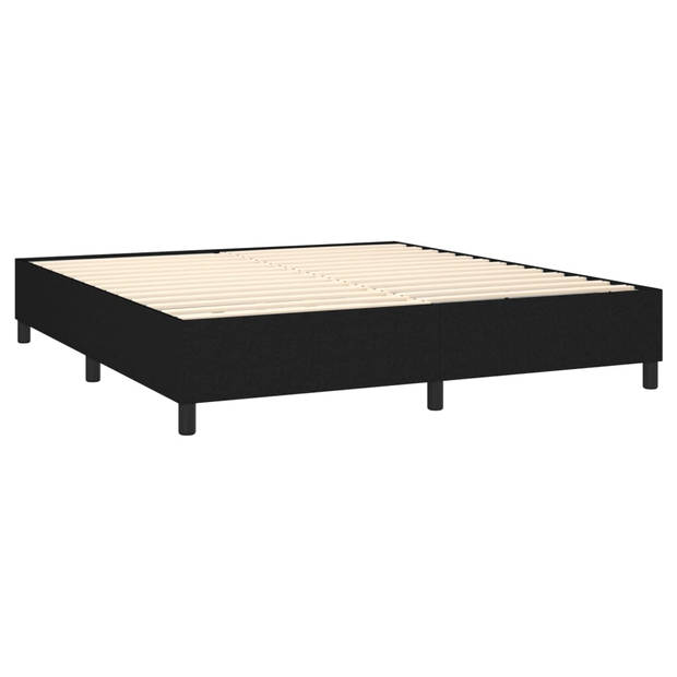 vidaXL Boxspring met matras en LED stof zwart 180x200 cm