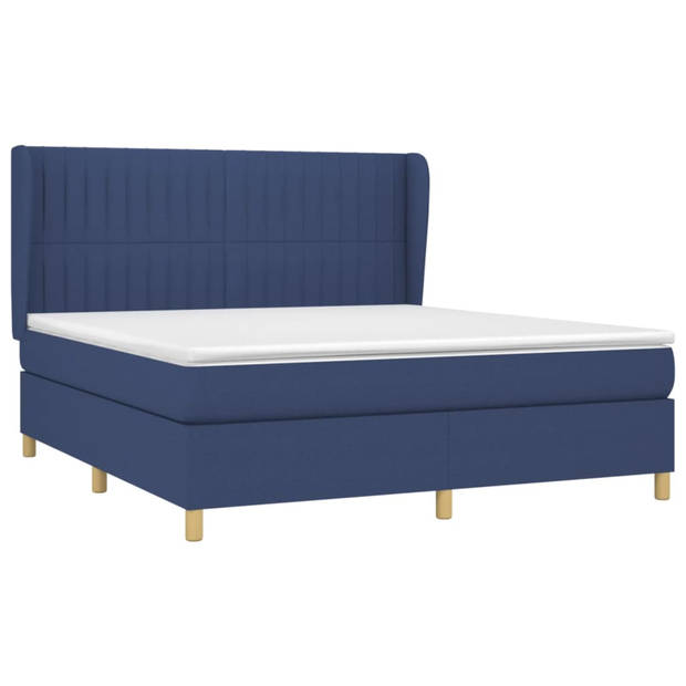 vidaXL Boxspring met matras stof blauw 180x200 cm