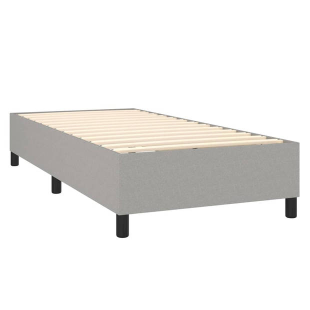 vidaXL Boxspring met matras en LED stof lichtgrijs 80x200 cm