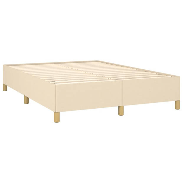 vidaXL Boxspring met matras stof crèmekleurig 140x200 cm