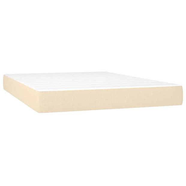 vidaXL Boxspring met matras stof crèmekleurig 140x200 cm