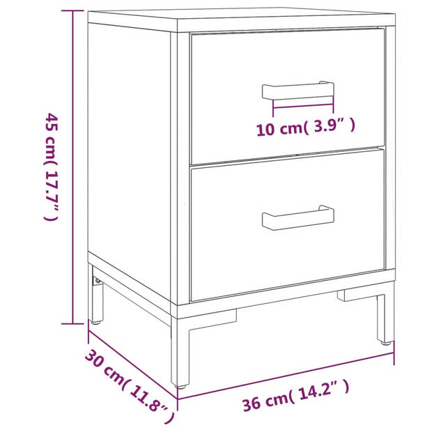 vidaXL Nachtkastjes 2 st 36x30x45 cm massief grenenhout