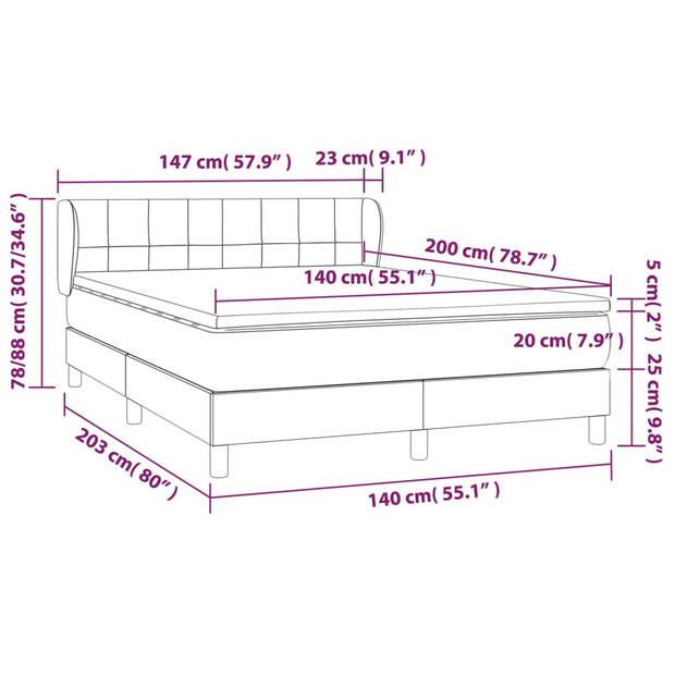 vidaXL Boxspring met matras fluweel zwart 140x200 cm