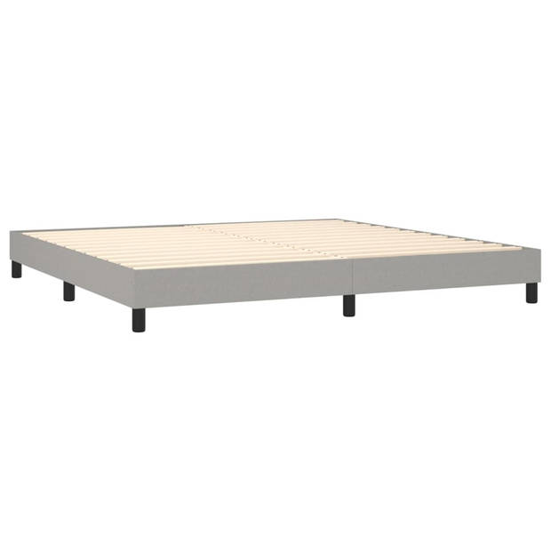 vidaXL Boxspring met matras stof lichtgrijs 200x200 cm