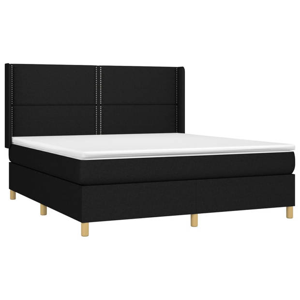 vidaXL Boxspring met matras en LED stof zwart 180x200 cm