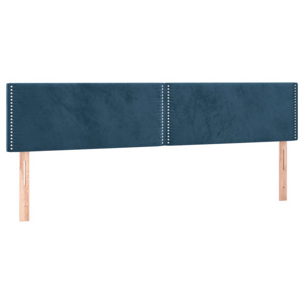 vidaXL Hoofdbord LED 200x5x78/88 cm fluweel donkerblauw