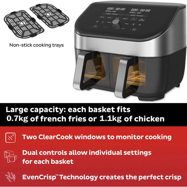 Instant Vortex Plus Dual ClearCook RVS 7,6 liter (8 Qt)