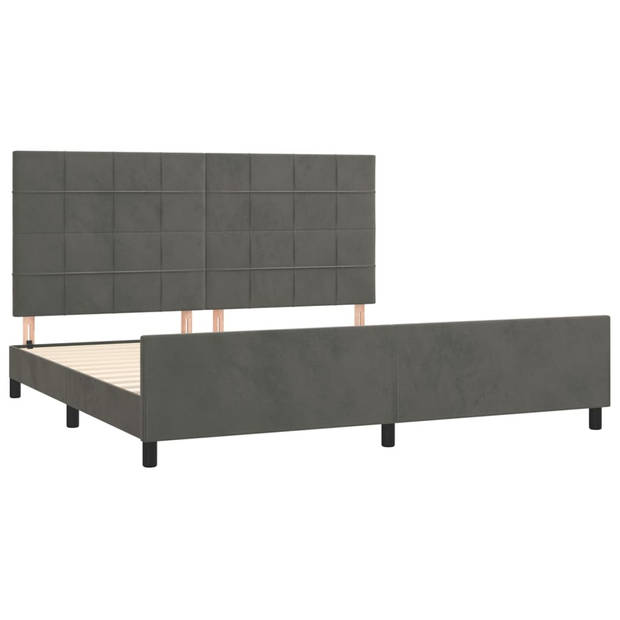 vidaXL Bedframe met hoofdeinde fluweel donkergrijs 200x200 cm