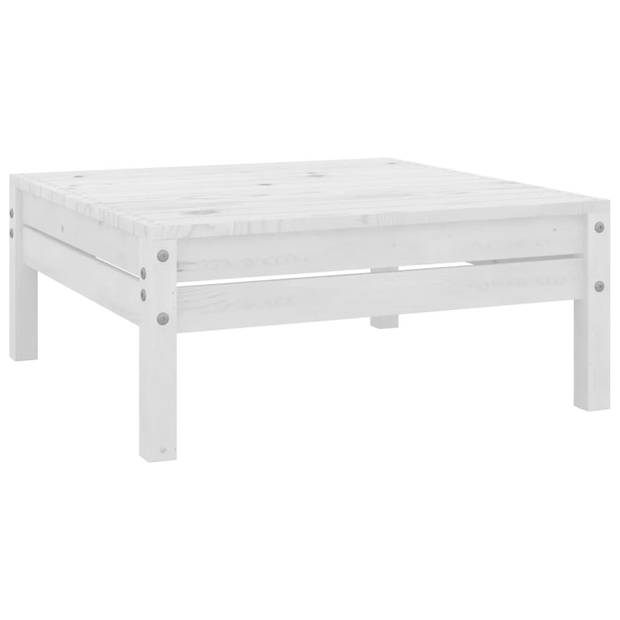 The Living Store Tuinset Pallet - Wit - Massief grenenhout - Hoekbank- 63.5x63.5x62.5cm - Voetenbank/Tafel-