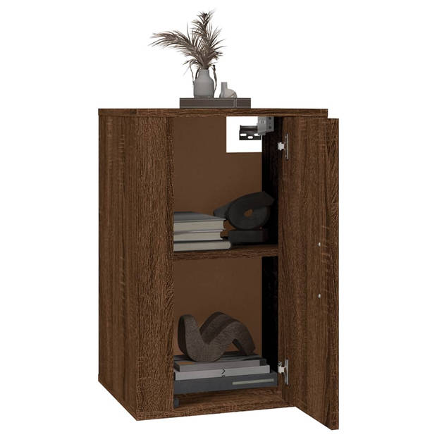 The Living Store TV Meubel Wandgemonteerd - Bruineiken - 40 x 34.5 x 60 cm - Bewerkt hout