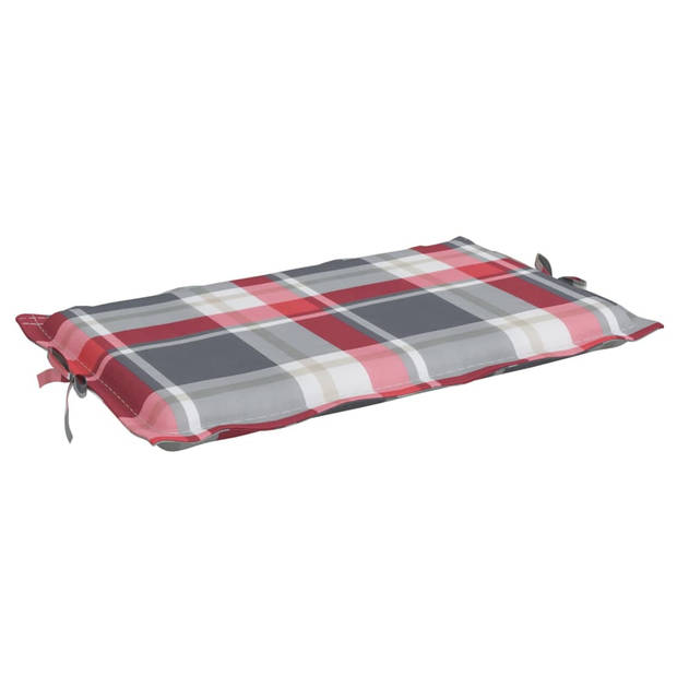 The Living Store Ligbedkussen - Rood ruitpatroon - 186 x 58 x 3 cm - Oxford stof - waterbestendig