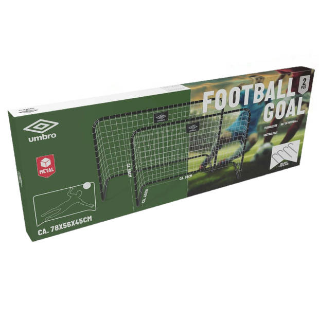 Umbro voetbal goal/voetbaldoeltjes set van 2x stuks 78 x 45 x 56 cm - Voetbaldoel