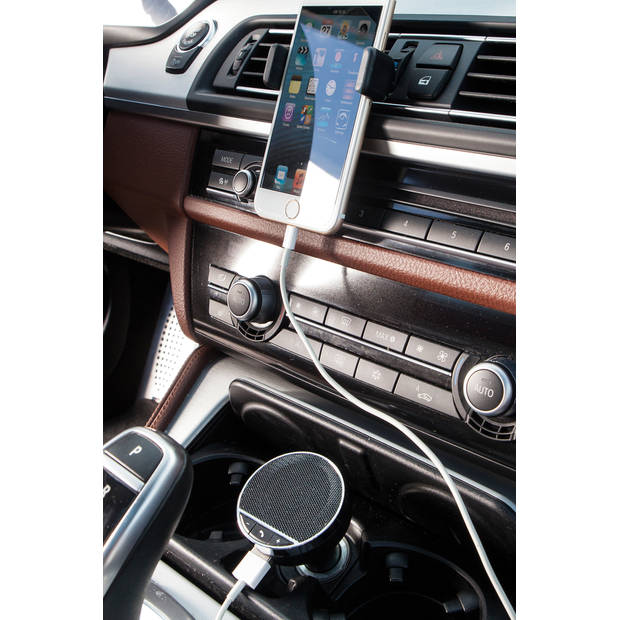 Grundig Bluetooth Speaker en USB Autolader - Aansluiting Sigarettenaansteker - Handsfree Bellen - 2.1A/24V - Zwart