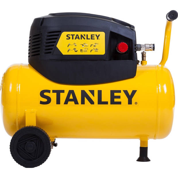Stanley Compressor DN200/8/24 - Luchtcompressor 8 Bar - 24L - 180L/Min - Met Handvat en Wielen - Olievrij - Geel