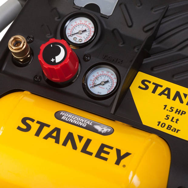 Stanley Compressor DN200/10/5 - Luchtcompressor 10 Bar - 5L - 180L/Min - Handvat en Draagriem - Geel