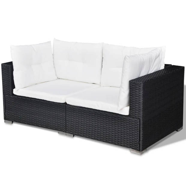 vidaXL 6-delige Loungeset met kussens poly rattan zwart