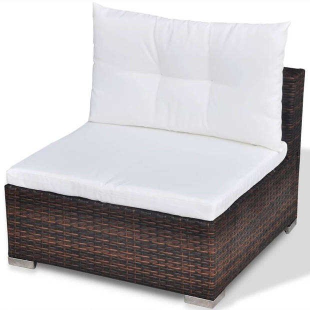 vidaXL 5-delige Loungeset met kussens poly rattan bruin