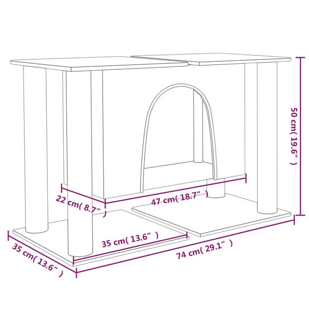 vidaXL Kattenmeubel met sisal krabpalen 50 cm crèmekleurig