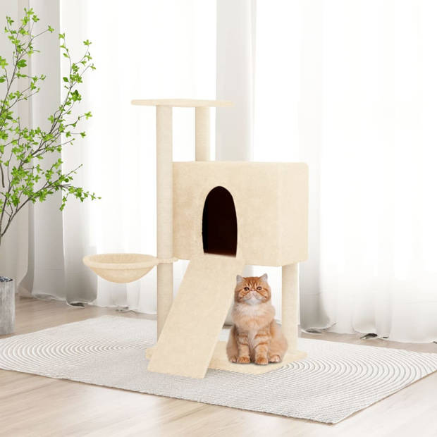 The Living Store Kattenmeubel - Alles-in-één - 71.5x60x96 cm - Comfortabel pluche - Natuurlijke sisal krabpalen