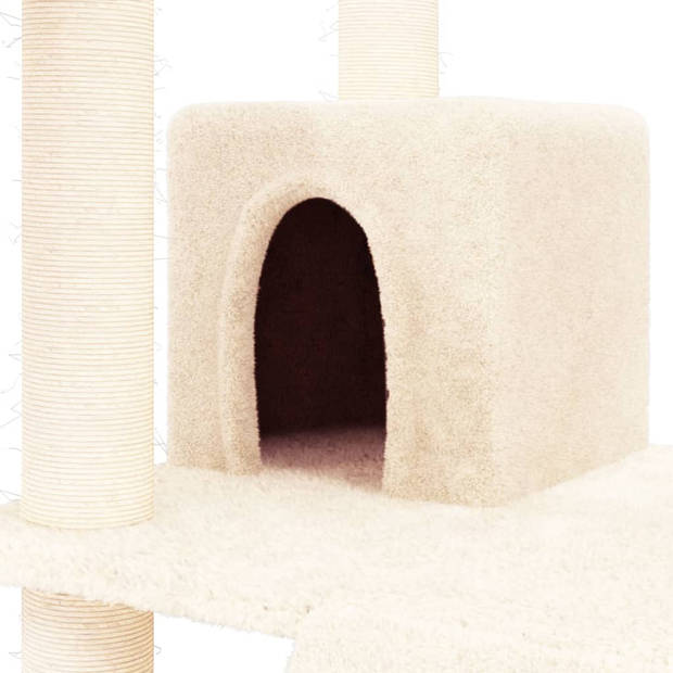 The Living Store Kattenmeubel Alles-in-één - 48 x 67 x 83 cm - Zacht pluche - Natuurlijke sisal
