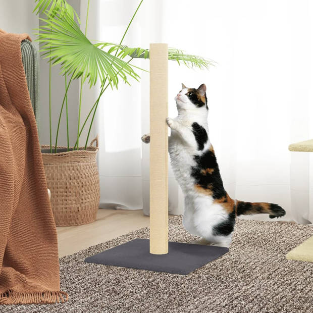 The Living Store Krabpaal Classic Sisal - 35x35x70 cm - Donkergrijs houten kattenmeubel