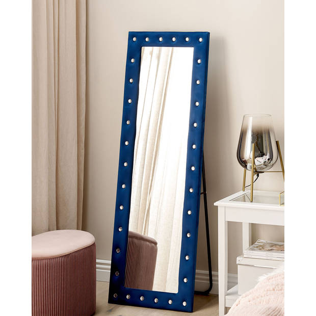 Beliani ANSOUIS - Staande spiegel-Blauw-Fluweel