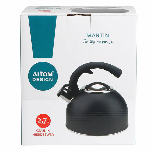 Altom Design Martin fluitketel RVS mat zwart 2.7 Liter geschikt voor alle warmtebronnen