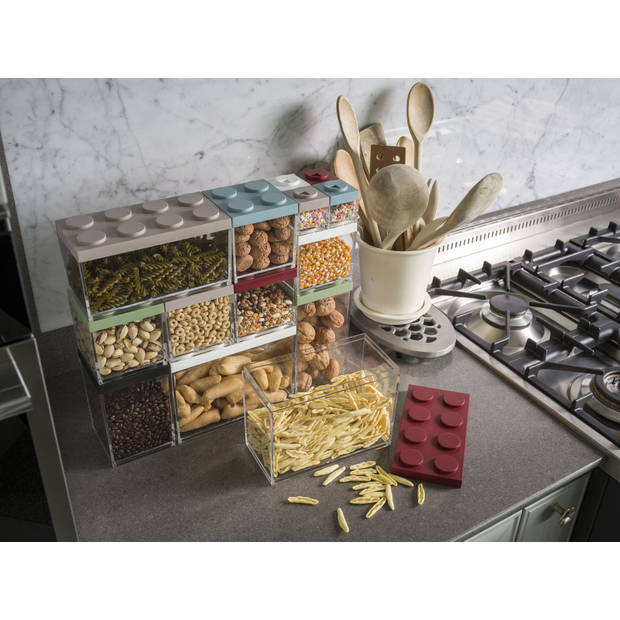 Omada - Brickstore Kruidenpotjes met Strooideksel Set van 8 Stuks - Kunststof - Transparant