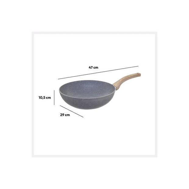 5Five Wokpan/hapjespan - Alle kookplaten geschikt - grijs - dia 28 cm - Wokpannen