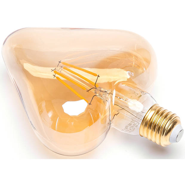LED Lamp - Aigi Glow Heart - E27 Fitting - 4W - Warm Wit 1800K - Amber