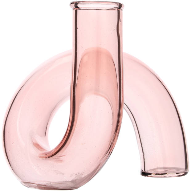 Blokker vaas glas swirl roze