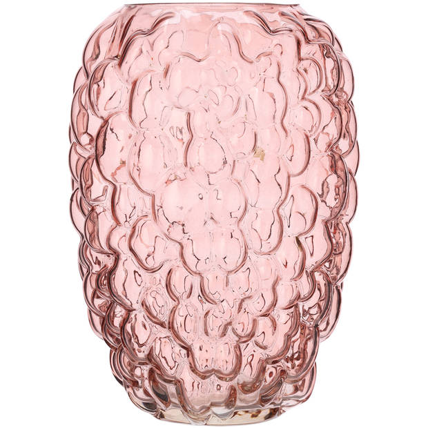 Blokker vaas glas bubbel roze