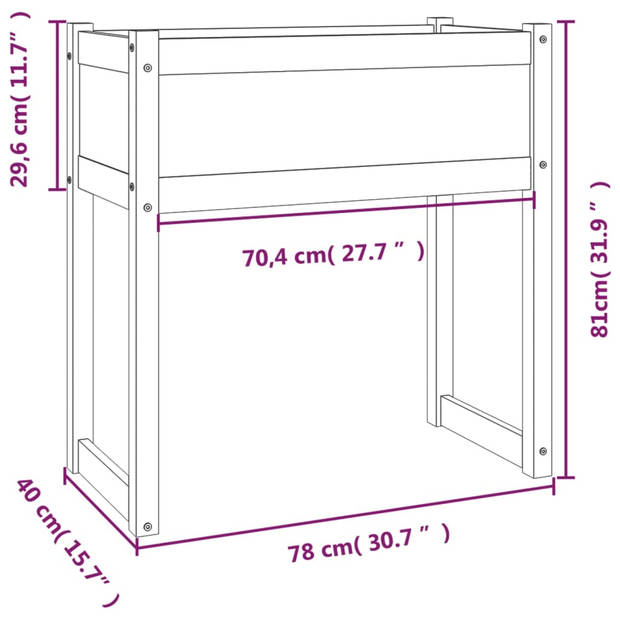 The Living Store Grenenhout Verhoogde Tuinbak - 78 x 40 x 81 cm - Onbehandeld