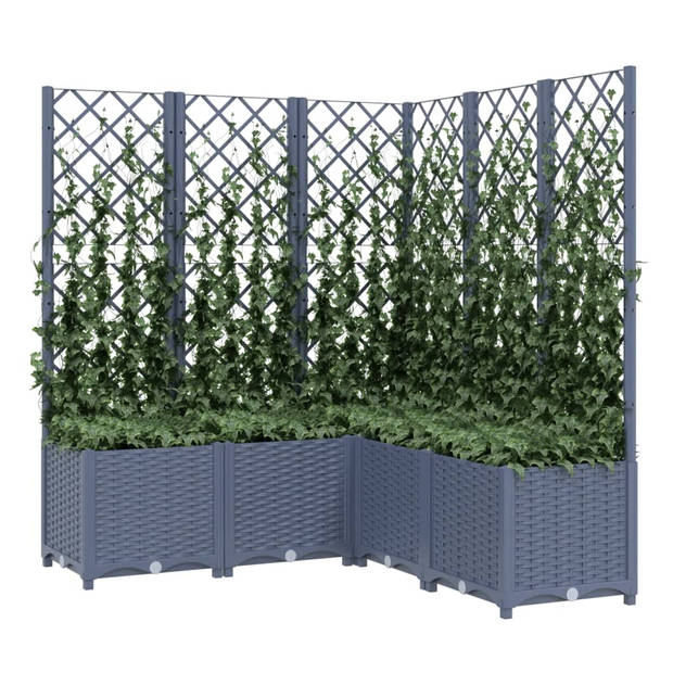 vidaXL Plantenbak met latwerk 120x120x136 cm polypropeen donkergrijs